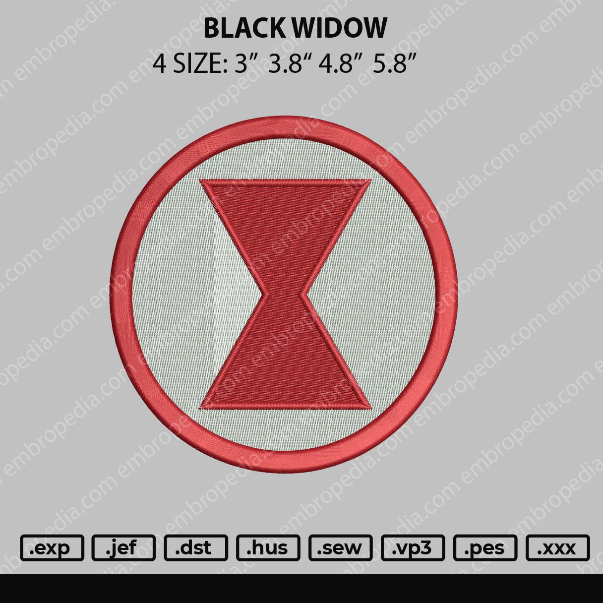 Black Widow logo Embroidery Machine Design File 4 size