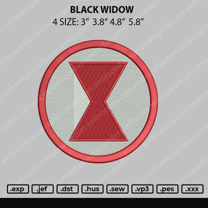 Black Widow logo Embroidery Machine Design File 4 size