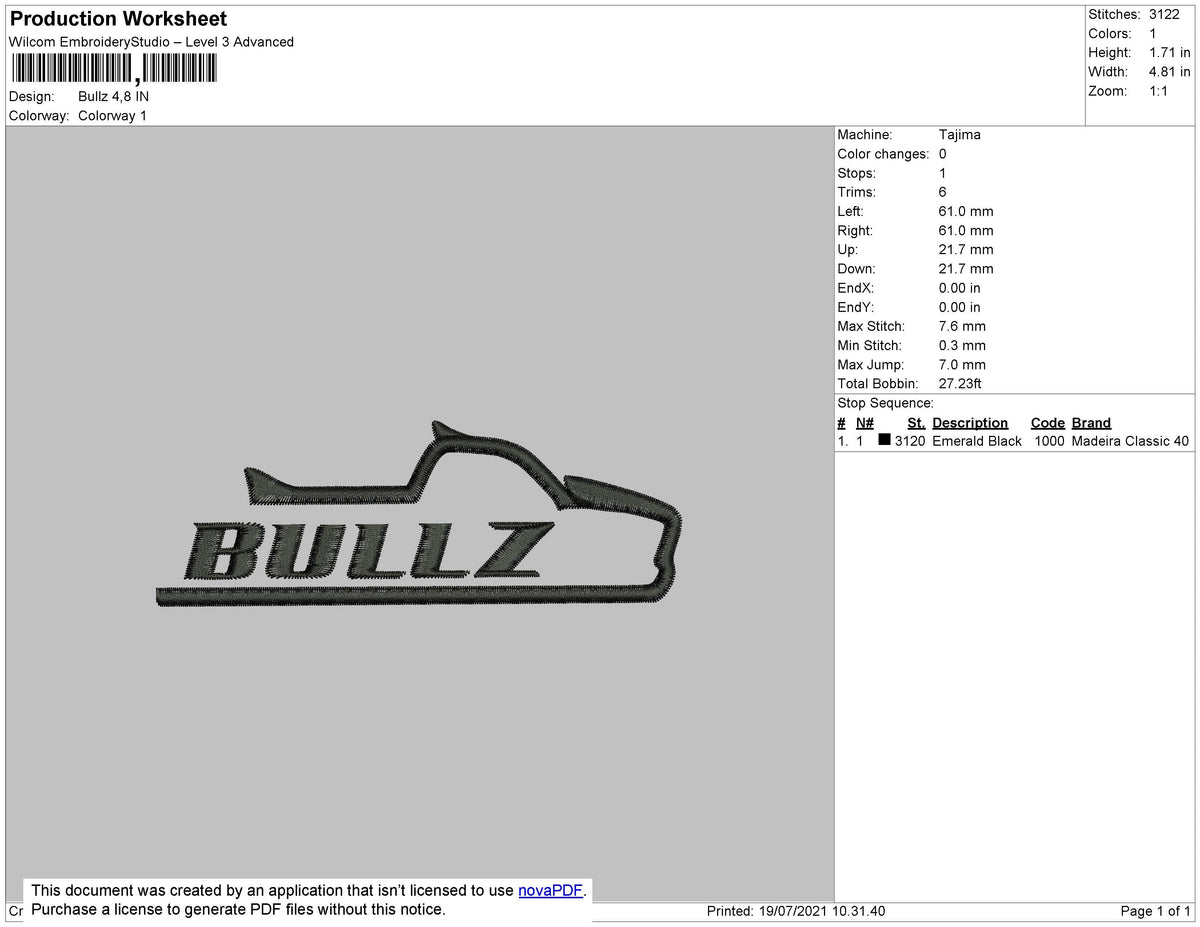 Bullz Embroidery File 4 size – Master Digitizer