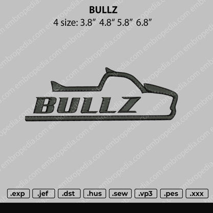 Bullz Embroidery Machine Design File 4 size