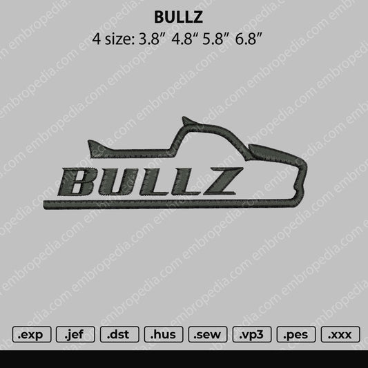 Bullz Embroidery Machine Design File 4 size