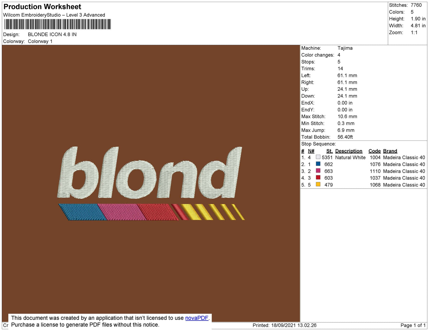 Blond Icon Embroidery Machine Design File 5 size