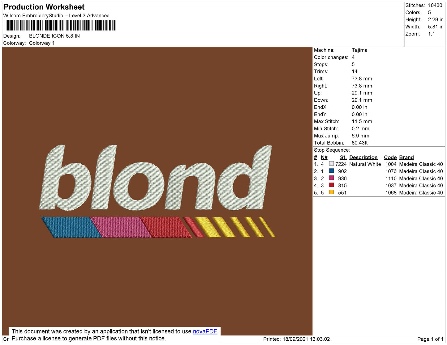 Blond Icon Embroidery Machine Design File 5 size
