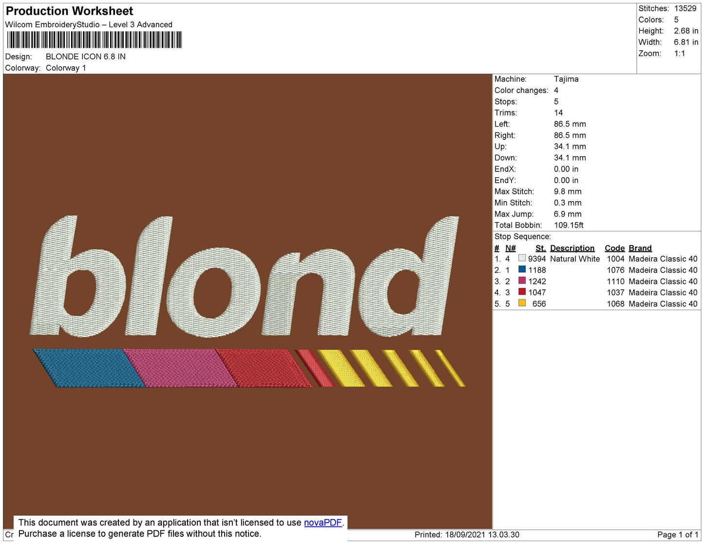 Blond Icon Embroidery Machine Design File 5 size