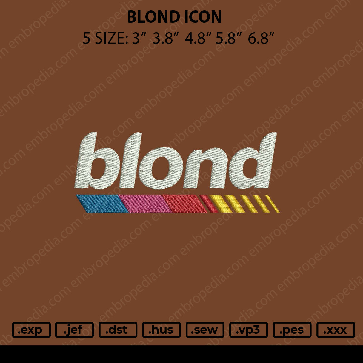 Blond Icon Embroidery Machine Design File 5 size