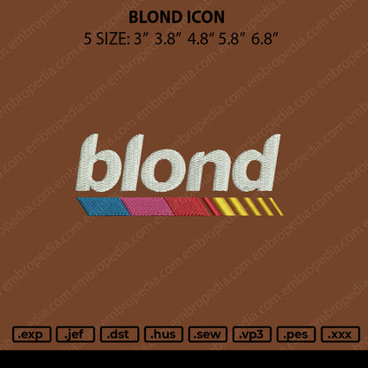 Blond Icon Embroidery Machine Design File 5 size