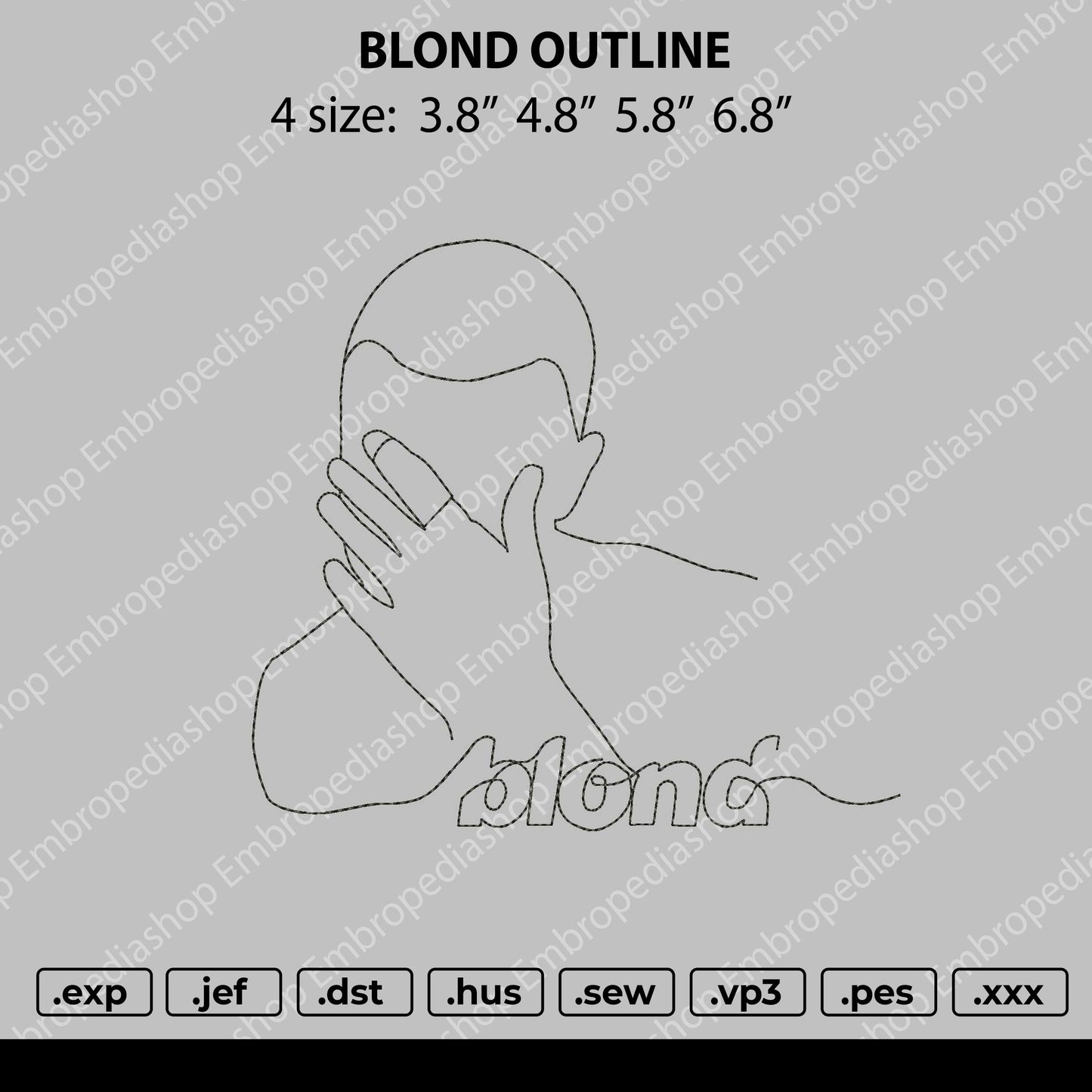 Blond Just Ouline Embroidery Machine Design File 4 size