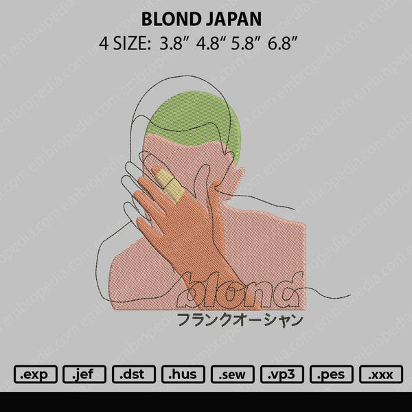 Blond Japan Embroidery File 4 Size