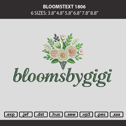 Bloomstext 1806 Embroidery Machine Design File 6 sizes