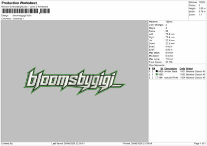 Bloomstext 2906 Embroidery Machine Design File 6 sizes