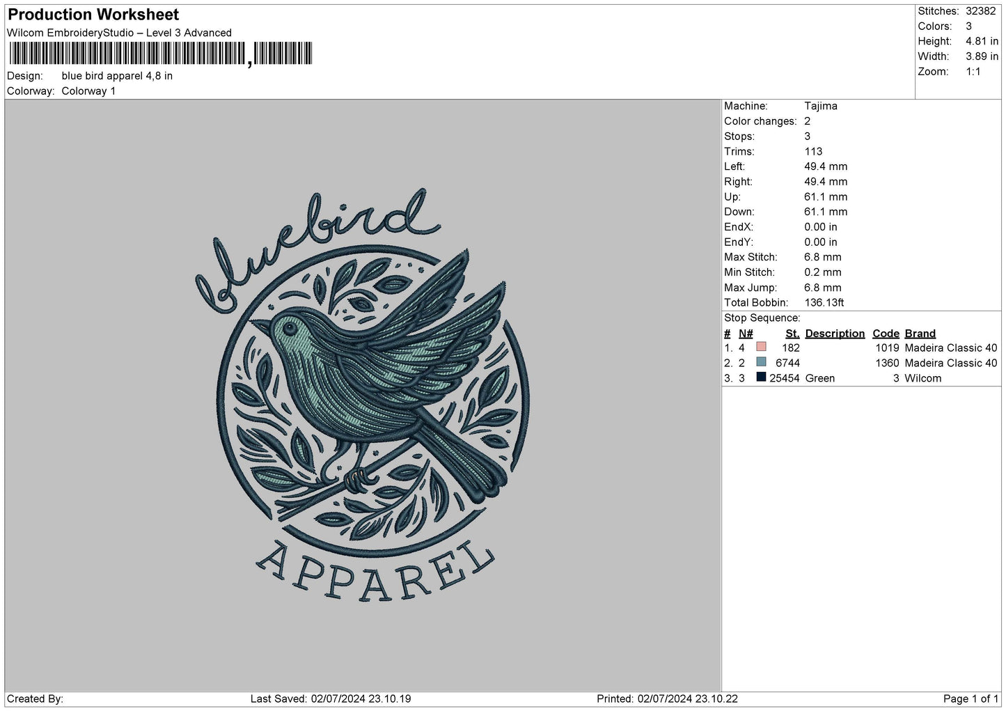 Bird Circle 001 Embroidery File 6 sizes