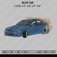 Blue Car Embroidery File 4 size