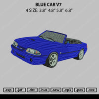 Blue Car V7 Embroidery File 4 size