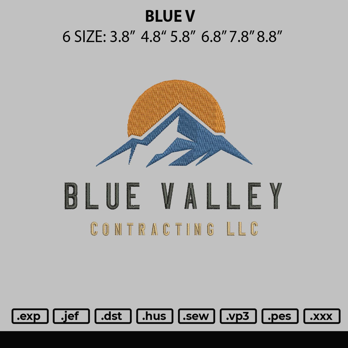 Blue Valley Embroidery Machine Design File 6 sizes