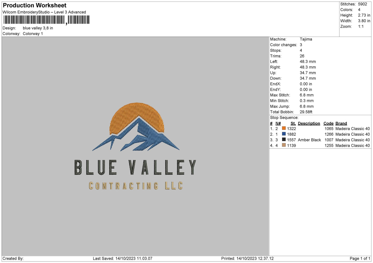 Blue Valley Embroidery Machine Design File 6 sizes