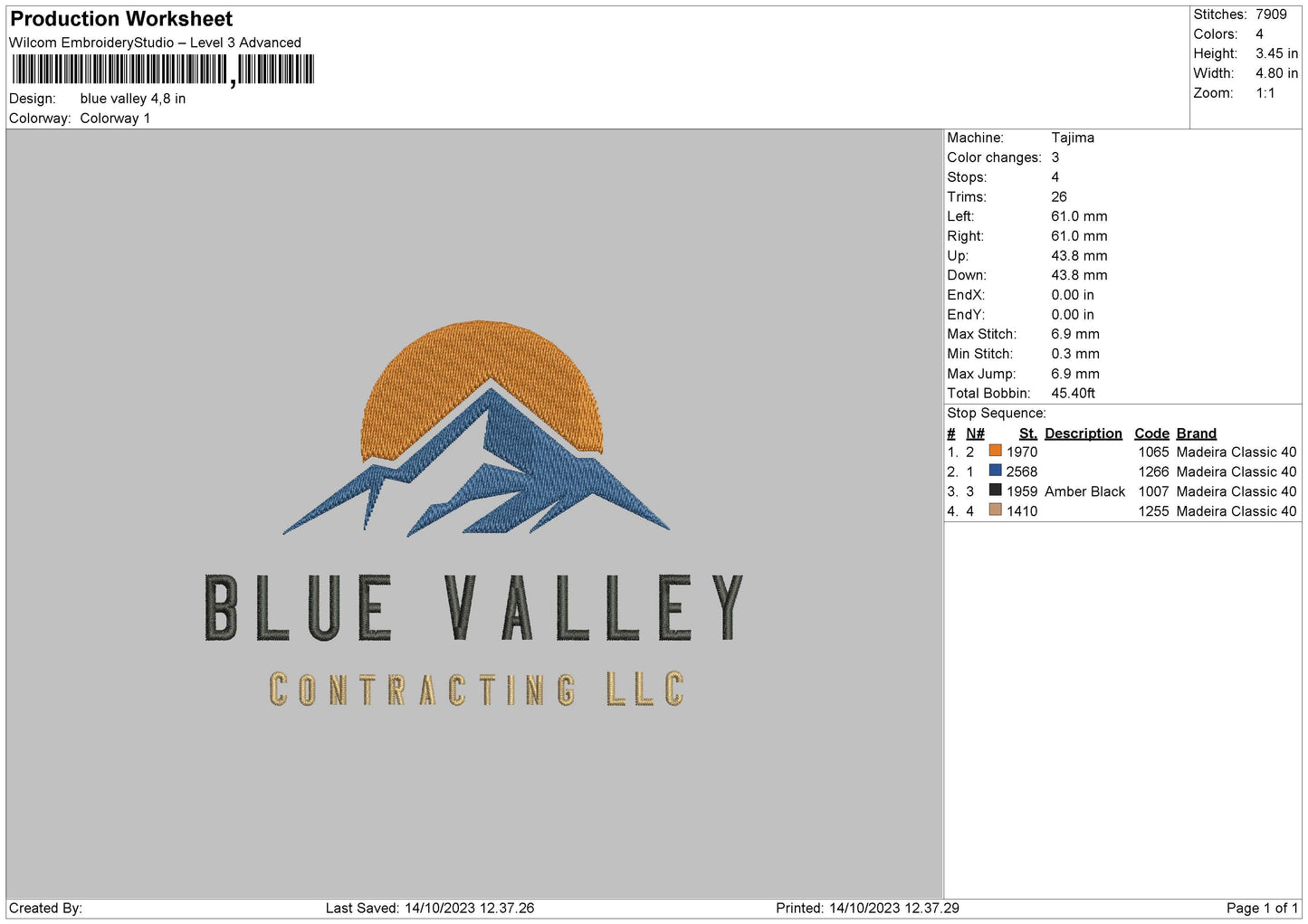 Blue Valley Embroidery Machine Design File 6 sizes