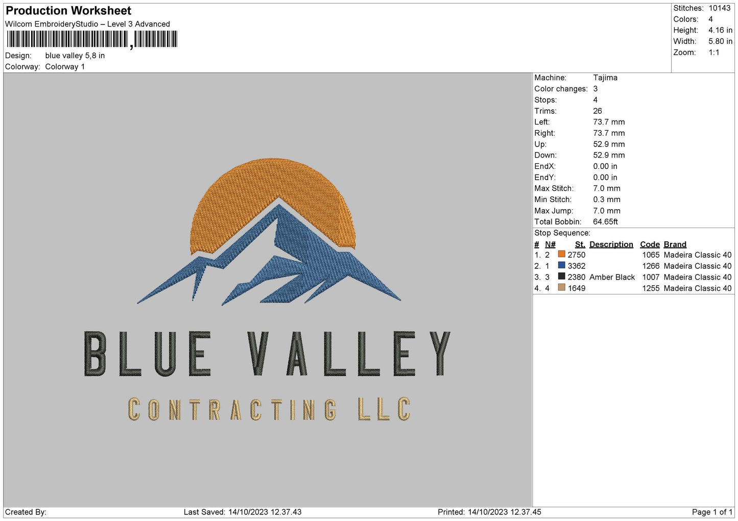 Blue Valley Embroidery Machine Design File 6 sizes