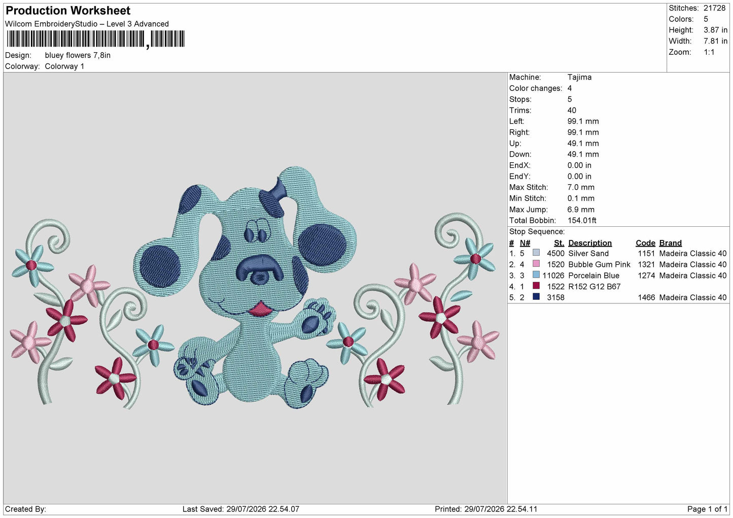 Dog Flowers Embroidery Machine Design File 6 sizes