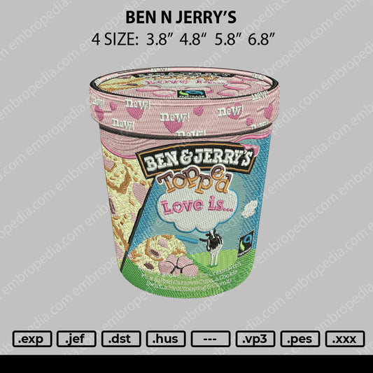 Ben And Jerry Embroidery File 4 size