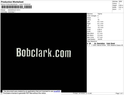 Bobclark Embroidery Machine Design File 4 size