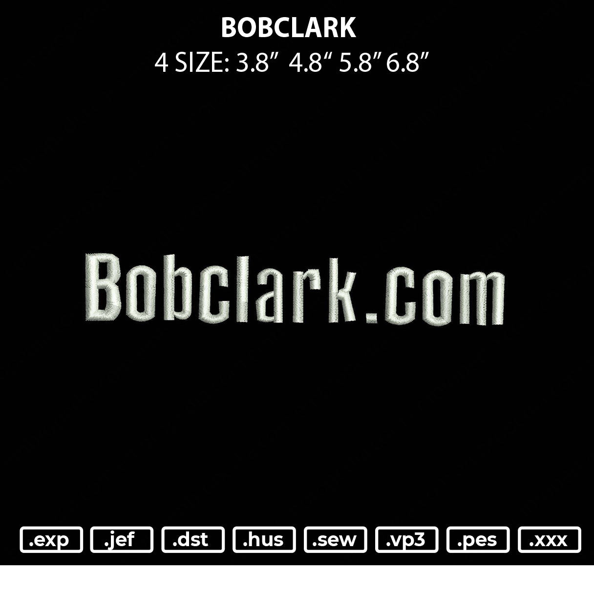 Bobclark Embroidery Machine Design File 4 size