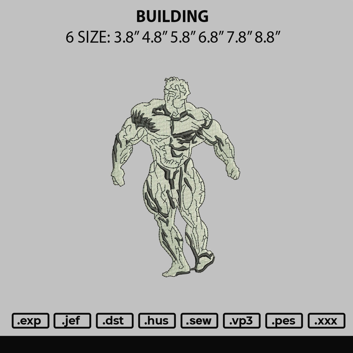 Body Building Embroidery Design File 6 sizes