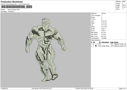 Body Building Embroidery Design File 6 sizes