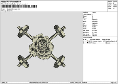 Rose Tattoo Embroidery File 6 sizes