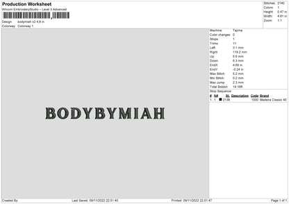 Bodymiah V2 Embroiery File 6 sizes