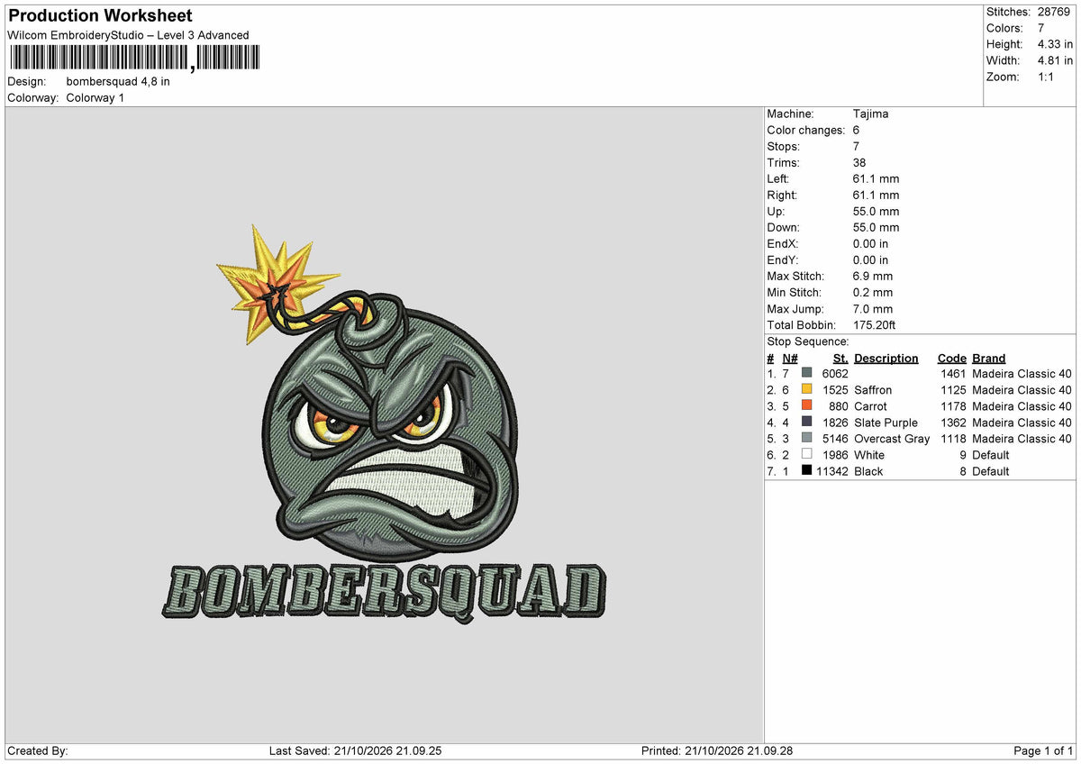 Boomber Text Embroidery Machine Design File 6 sizes