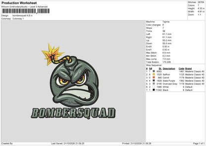 Boomber Text Embroidery Machine Design File 6 sizes