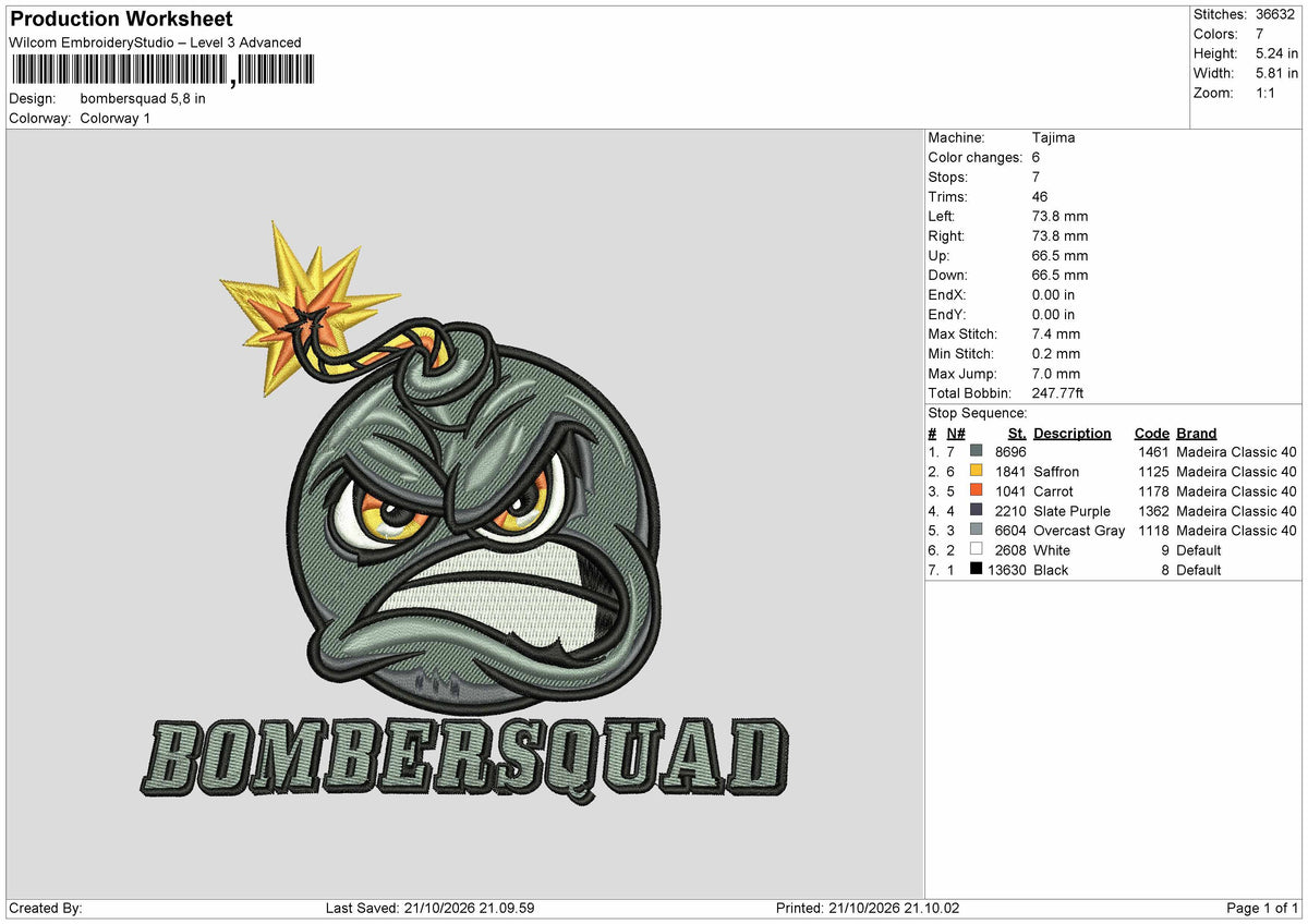 Boomber Text Embroidery Machine Design File 6 sizes