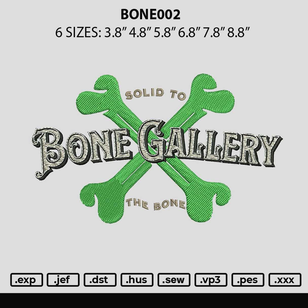 Bone002 Embroidery Machine Design File 6 sizes