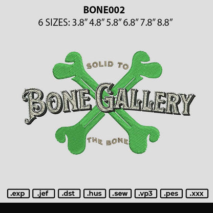 Bone002 Embroidery Machine Design File 6 sizes