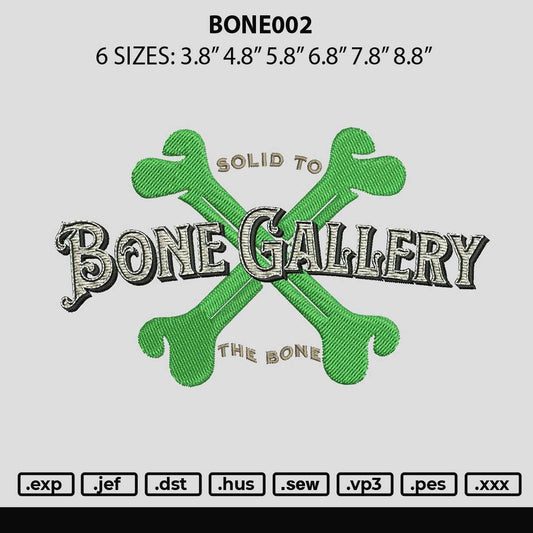 Bone002 Embroidery Machine Design File 6 sizes