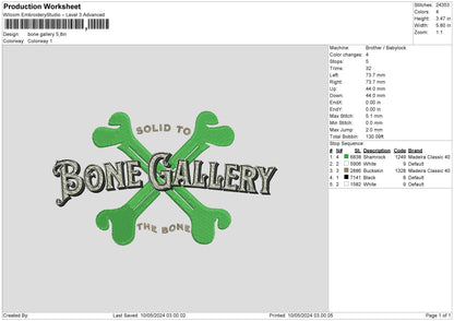 Bone002 Embroidery Machine Design File 6 sizes