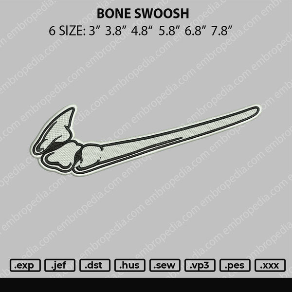 Bone Swoosh Embroidery File 6 size