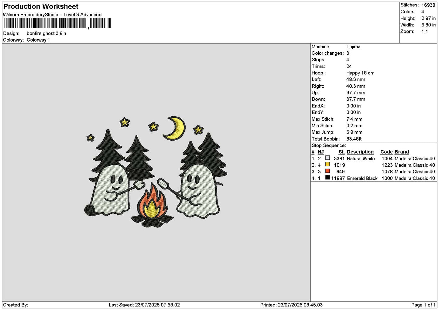 Ghosts 2307a Embroidery File 6 sizes