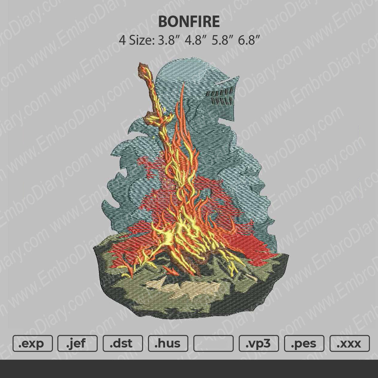 BONFIRE Embroidery Machine Design