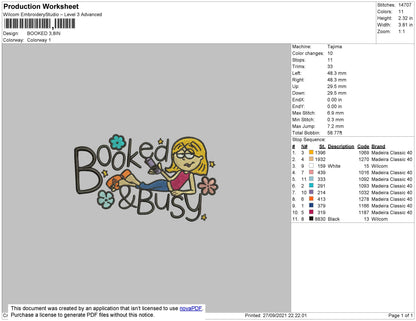Booked Embroidery Machine Design File 4 size