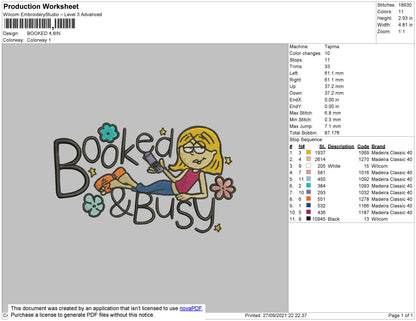 Booked Embroidery Machine Design File 4 size