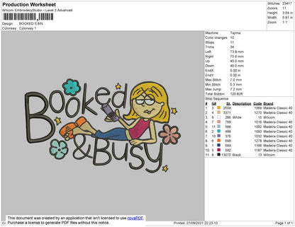 Booked Embroidery Machine Design File 4 size