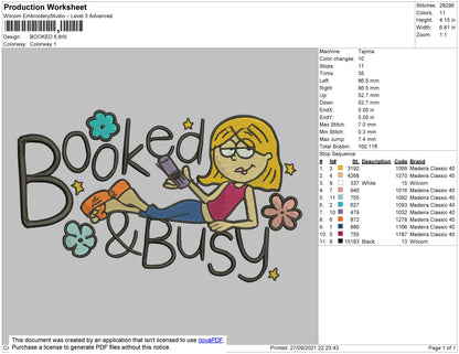 Booked Embroidery Machine Design File 4 size