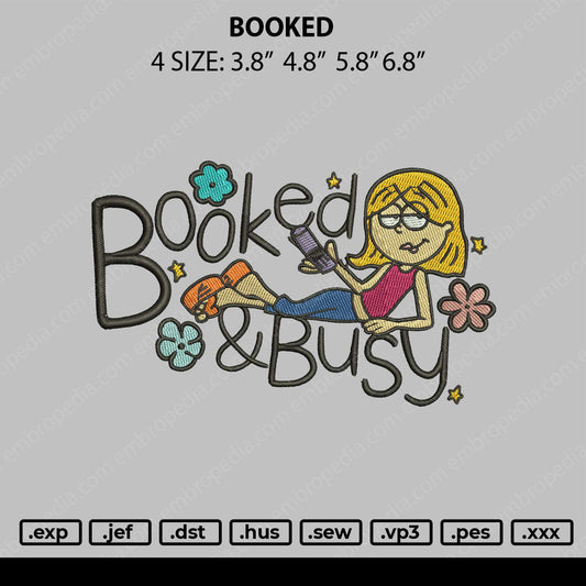Booked Embroidery Machine Design File 4 size