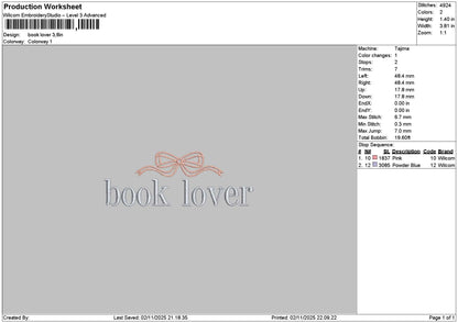 Booktext 0211 Embroidery File 6 sizes
