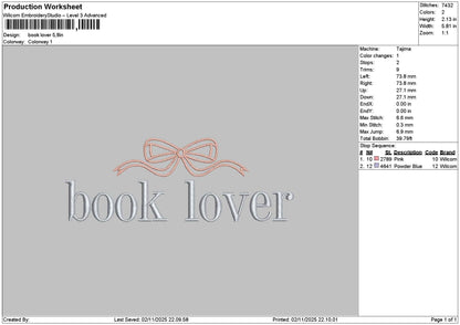 Booktext 0211 Embroidery File 6 sizes