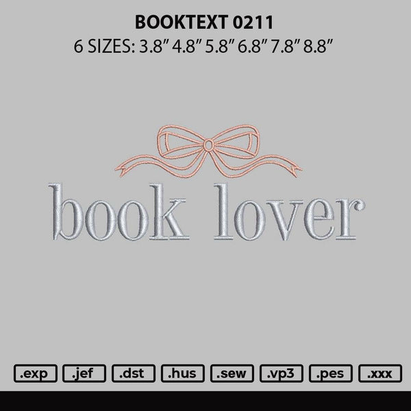 Booktext 0211 Embroidery File 6 sizes