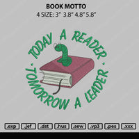 Book Motto Embroidery File 4 size