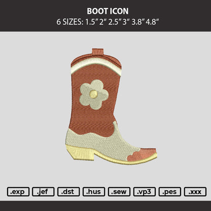 Boot Icon Embroidery Machine Design File 6 sizes