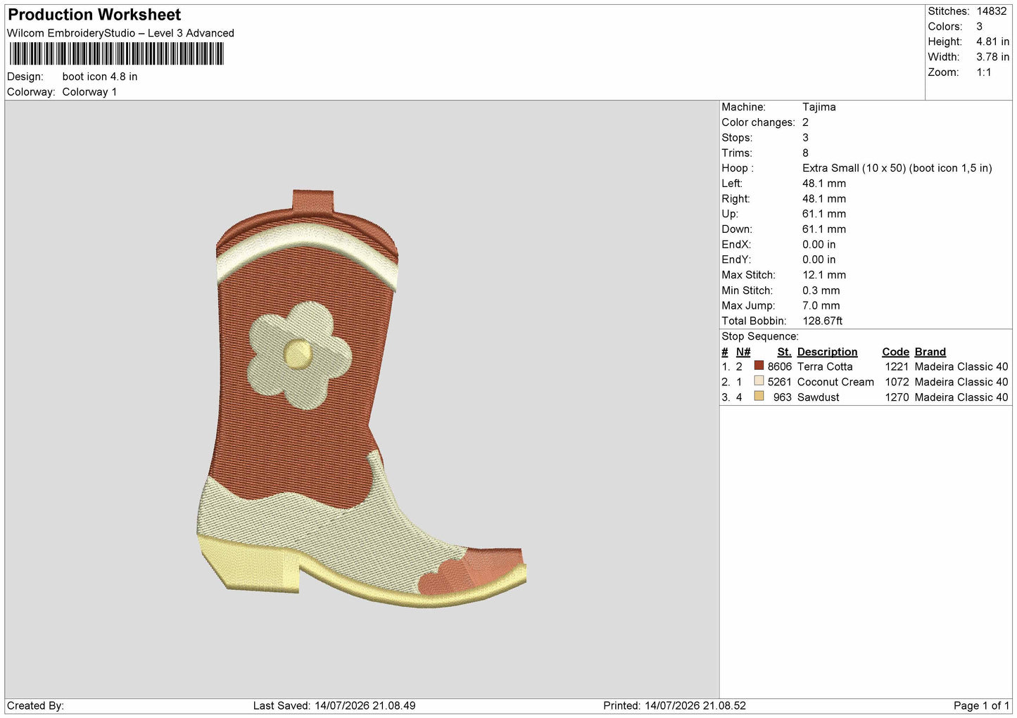 Boot Icon Embroidery Machine Design File 6 sizes